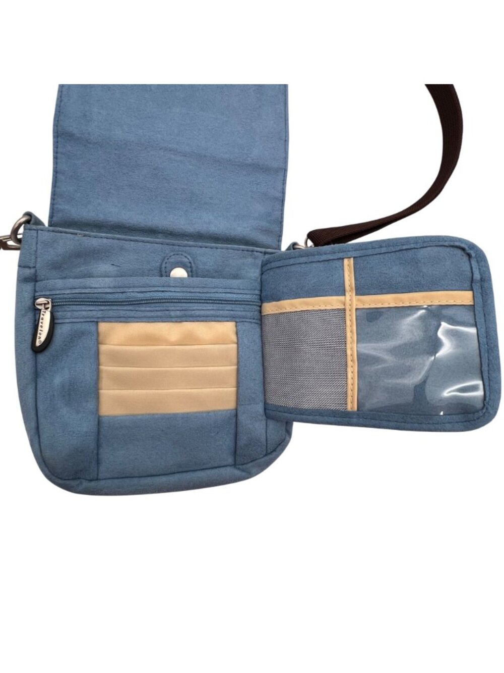 Travelon Light Blue Crossbody Bag Adjustable Strap Multiple Zipper Compartments - Picture 6 of 16
